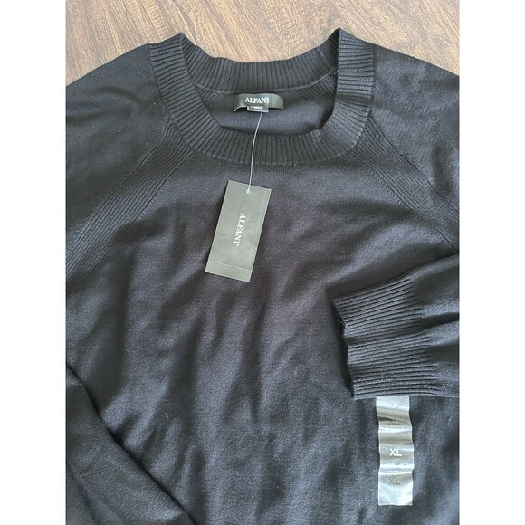 Alfani Men's Long Sleeves Ribbed Raglan Knit Sweater Pullover Top Deep Black XL - Picture 5 of 8